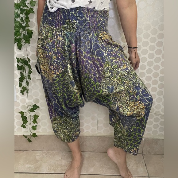 Indian Pant, boho mono multicolor elasticated waist 100% cotton. Size M/L - Picture 1 of 11